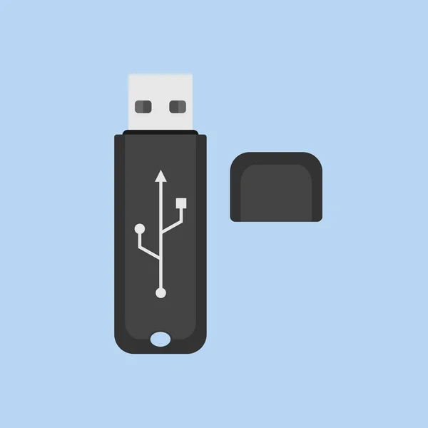 Flash Geheugen Apparaat Illustratie Zwarte Usb Kaart — Stockvector