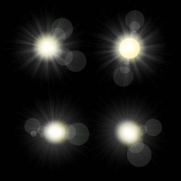 Sunlight Set Illustration Collection Star Bursts Flares — Stock Vector