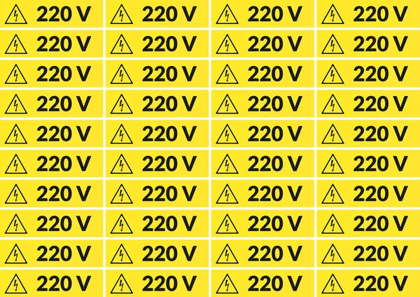 Set 220 Volt Hauptspannungsaufkleber Zum Drucken Auf Din — Stockvektor