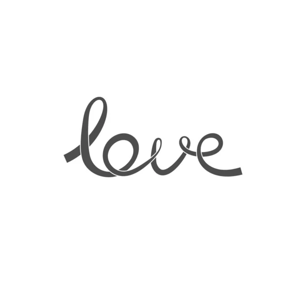 Cinta Gris Simple Ilustración Texto Amor Sobre Fondo Blanco — Vector de stock
