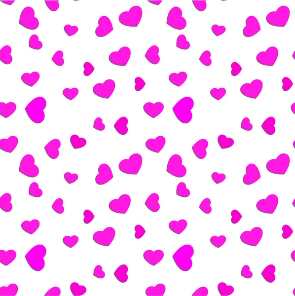 Seamless Scattered Hearts Pattern Valentines Day Vivid Love Background — Stock Vector