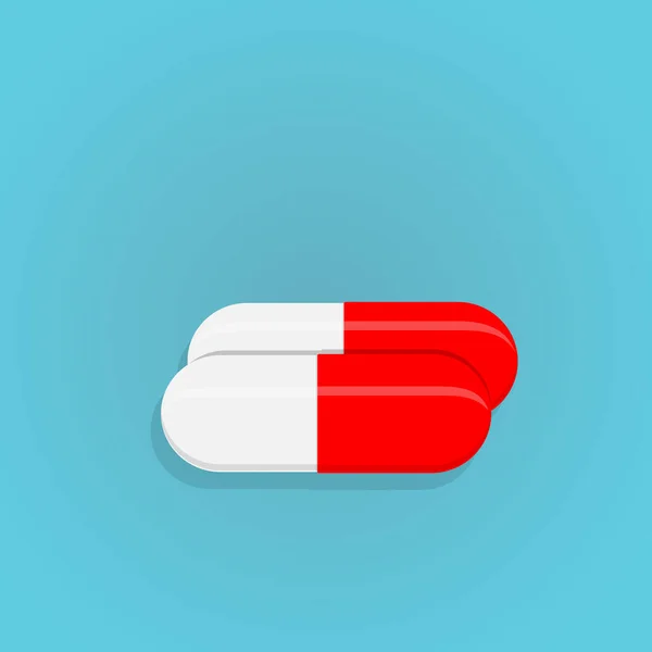 Due Pillole Rosse Bianche Illustrazione Icone Mediche — Vettoriale Stock