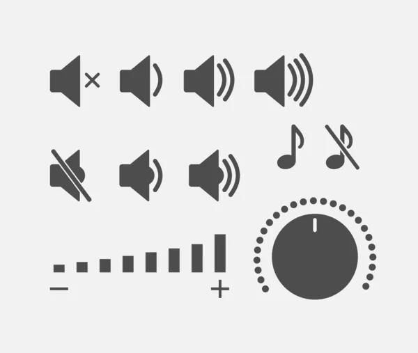 Sbírka Ikon Řadiče Digitálního Zvuku Nastavení Tlačítek Hlasitosti — Stockový vektor