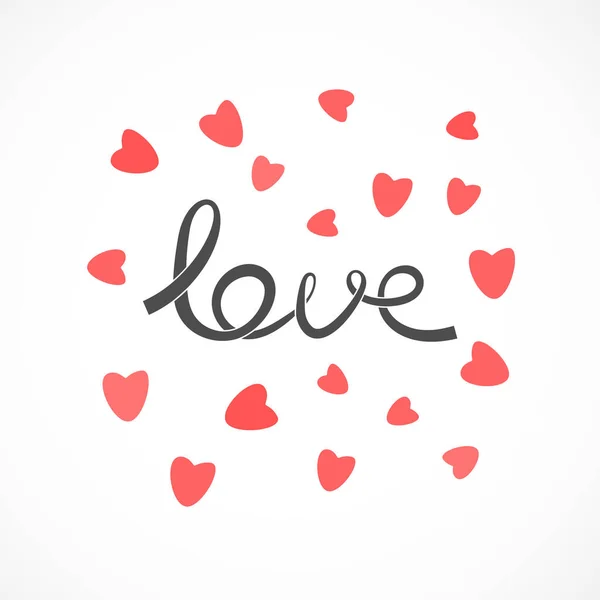Amor Romántico Texto Forma Cinta Con Corazones — Vector de stock