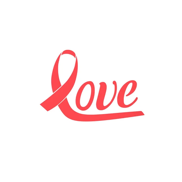 Ilustración Texto Amor Con Signo Cinta Conciencia — Vector de stock