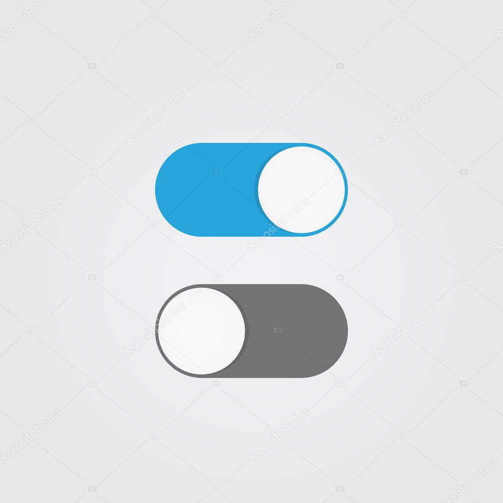 On and Off switch toggle. Simple flat icon design