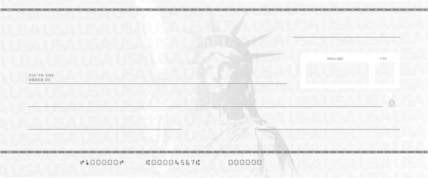 空白刺激检查模板 伪造的银行支票模型 — 图库矢量图片