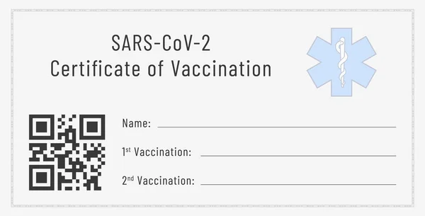 Osvědčení Očkování Proti Sars Cov Prázdná Šablona Karty Injekcemi Proti — Stockový vektor