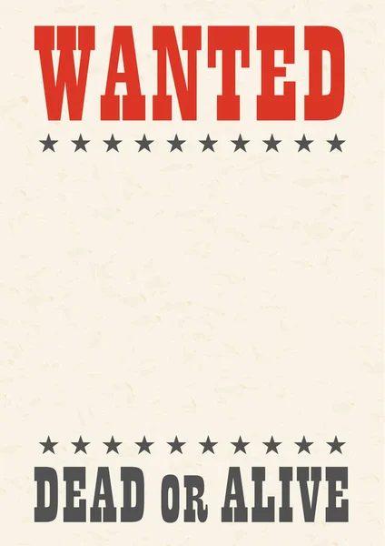 Vintage Western Reward Placard Wanted Dead Alive Poster Template — Stock Vector
