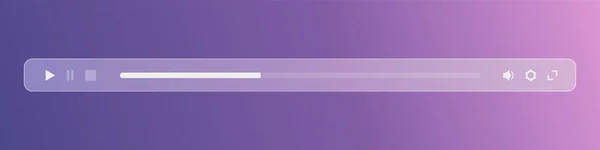 Мінімізований Інтерфейс Відеопрогравача Прозорого Матового Скла Скляна Панель Мультимедійного Програвача — стоковий вектор