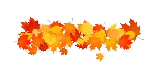 Pile Fallen Leaves Decorative Line Orange Yellow Red Autumn Leaves — Stock Vector