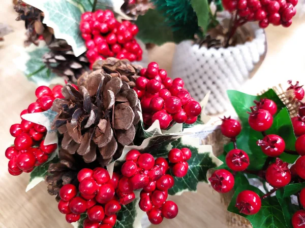 Festive decorations in the covid period of Christmas 2020, jars with mistletoe — Stock Image Festive Decorations Covid Period Christmas 2020 Jars Mistletoe Stock Image