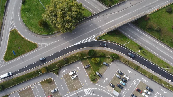 Aerial View Street Street Ramps Vehicles Driving Them — Stock Photo, Image