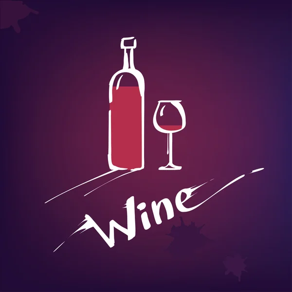 Logotipo da empresa de vinho, garrafa e vidro — Vetor de Stock