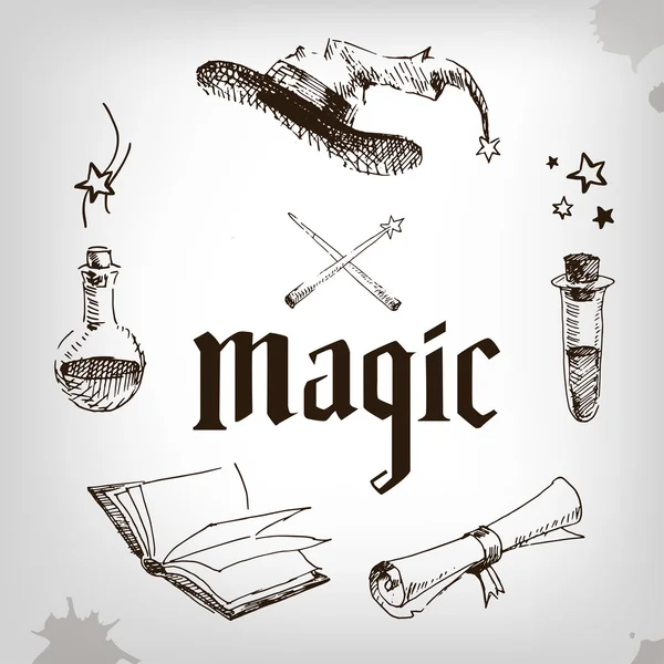 Set di elementi magici — Vettoriale Stock