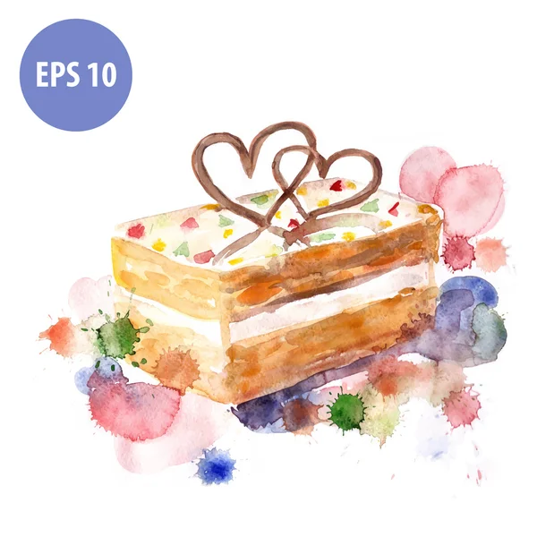 Акварельний торт, з повною кольоровою плямою — стоковий вектор