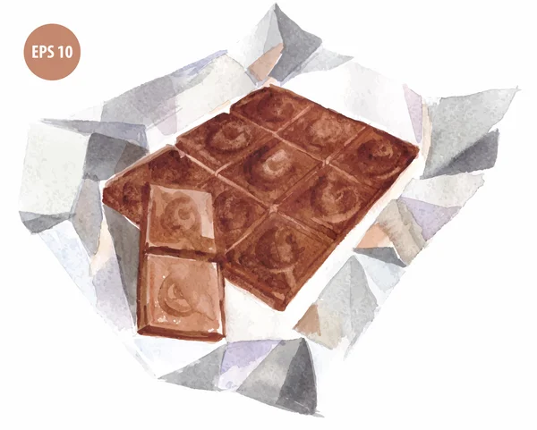 Акварельний шоколад, намальований вручну — стоковий вектор