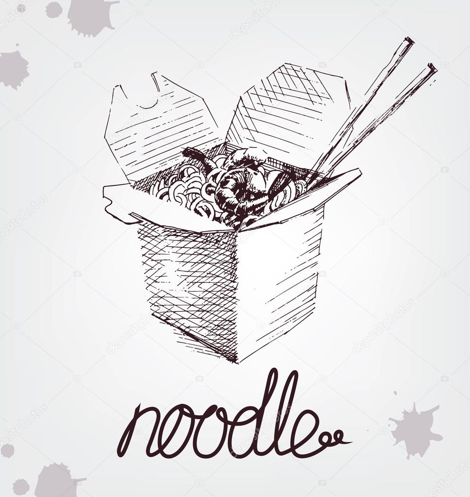 Chinese Takeout Box Drawing