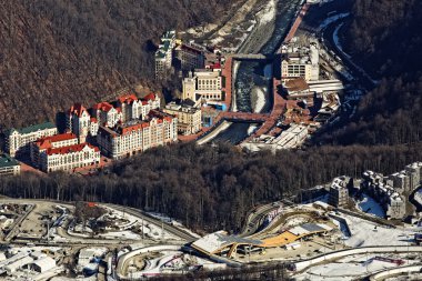 Krasnaya Polyana, Rusya Federasyonu - 04 Şubat 2014. En iyi kayak r görüntülemek