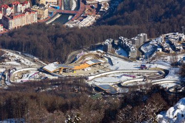 Krasnaya Polyana, Rusya Federasyonu - 04 Şubat 2014. En iyi kayak r görüntülemek