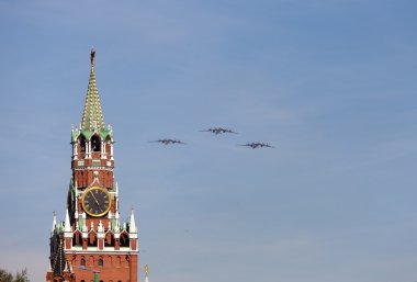 MOSCOW - MAY 9: Military aircraft on Victory Day parade on May 9