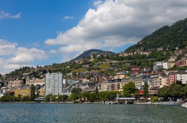 Cenevre Gölü, İsviçre montreux kıyı şeridi görüntüleyin