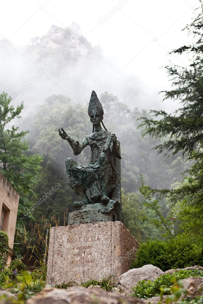 Monument to abbot Oliba, founder of Montserrat monastery