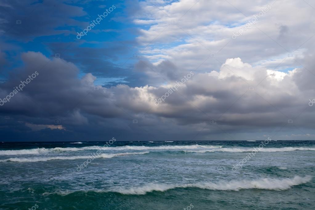 Storm Sea With White Horses On Waves Stock Photo, Picture and