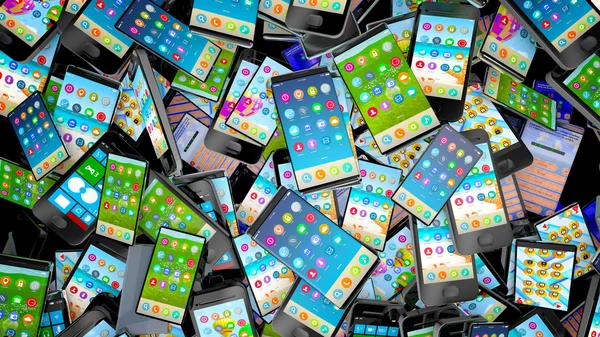 Farklı cep telefonları yığını. 