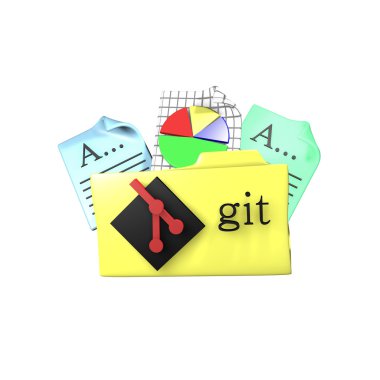 Git version control tool folder. 3d rendering clipart