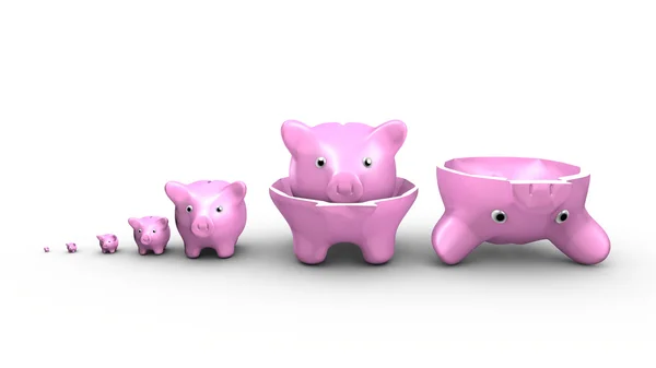 A poupar dinheiro. Bancos porquinhos substituem as bonecas russas . Fotos De Bancos De Imagens