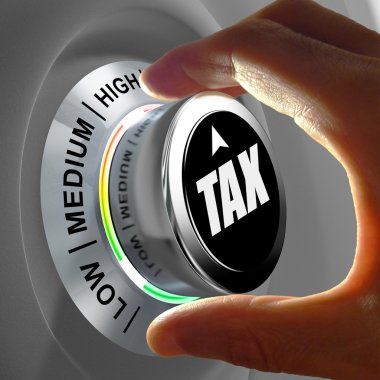 Concept of a button adjusting and optimizing tax amount. clipart