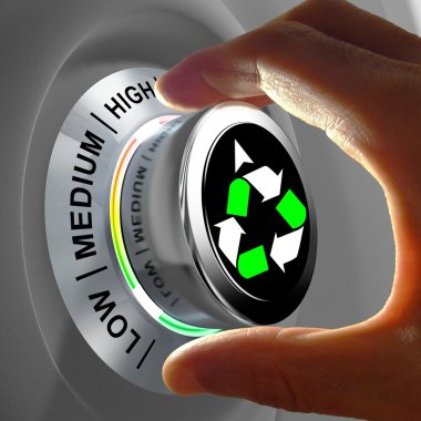 Concept of a button adjusting and maximizing the recycling. clipart