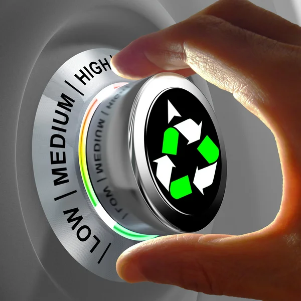 Έννοια ενός κουμπιού προσαρμογή και μεγιστοποιώντας την ανακύκλωση. Εικόνα Αρχείου