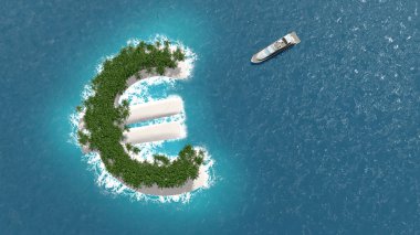 Tax haven, financial or wealth evasion on a euro shaped island. clipart