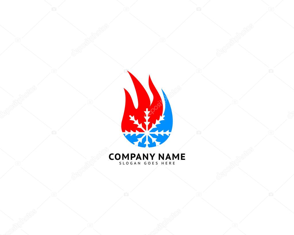 Fire cold snow logo design template