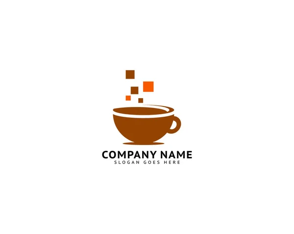 Pixel Taza Café Logo Vector Ilustración — Vector de stock