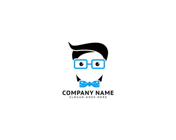 Geek Head Logo Design Illustration — Stock Vector