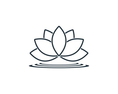 Lily, Lotus Çiçeği Simgesi Logo Şablonu Çizim Tasarımı