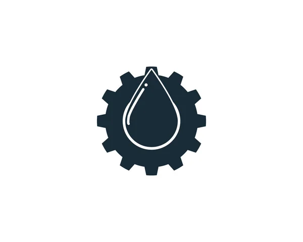 Gear Drop Oil Icono Vector Logo Plantilla Ilustración Diseño — Vector de stock