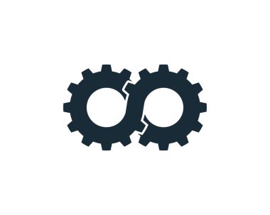 Gear Sonsuz Simge Vektör Logo Şablonu Çizim Tasarımı