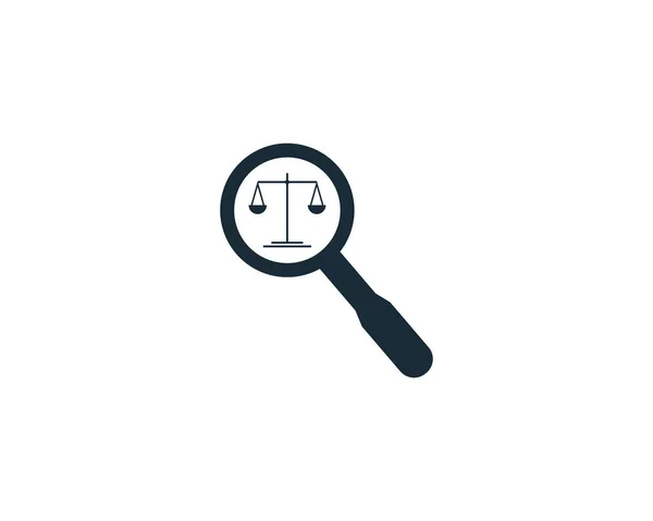 Magnifying Glass Scale Justice Icon Vector Logo Template Illustration Design — Stock Vector