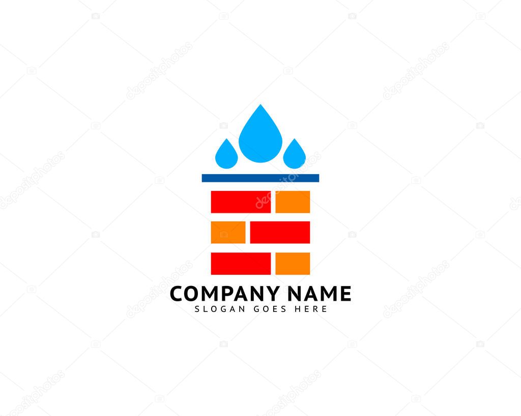 Brick waterproof logo design template