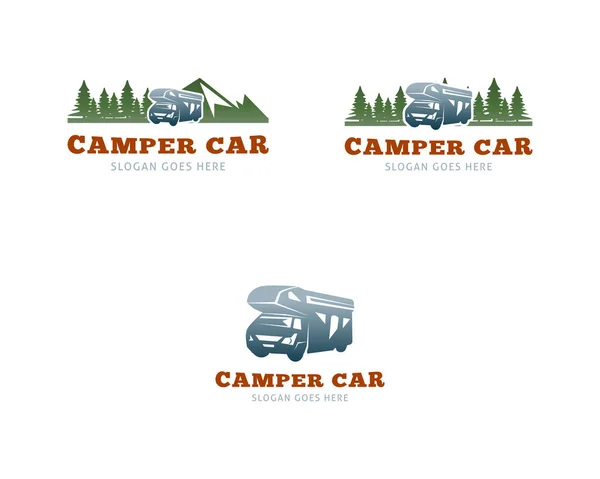Набор Шаблонов Оформления Логотипа Camper Car — стоковый вектор