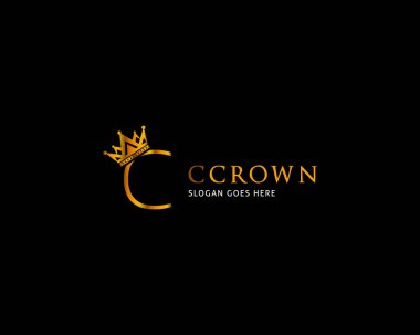 İlk harf C Crown Logo Şablonu Vektör Simgesi İllüstrasyon Tasarımı