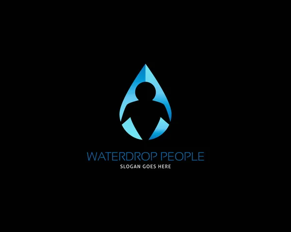 Gotita Agua Con Diseño Abstracto Del Concepto Del Logotipo Gente — Vector de stock