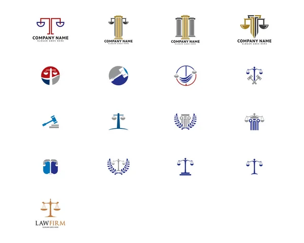 Zestaw Projektów Szablonów Logo Firmy Prawniczej — Wektor stockowy