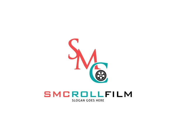 Первоначальное Письмо Smc Roll Films Logo Design Vector — стоковый вектор