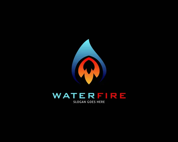 Icono Plantilla Diseño Logotipo Agua Gota Fuego — Vector de stock