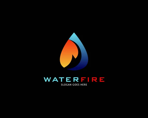 Icono Plantilla Diseño Logotipo Agua Gota Fuego — Vector de stock